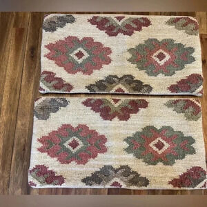 Grandin Road Kilim style wool jute decorative pillow cover set 11x21”